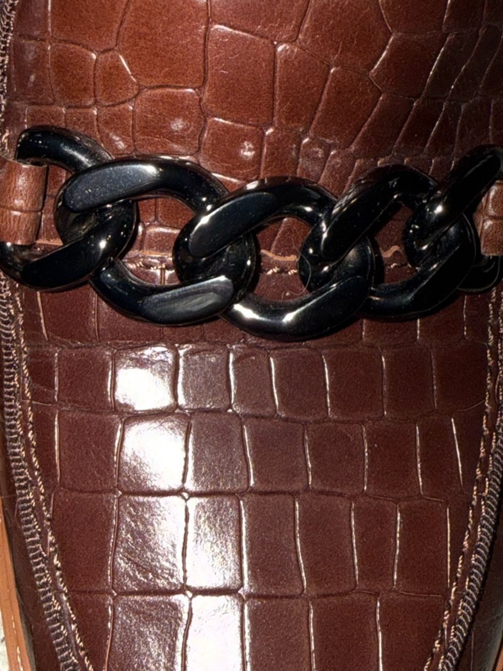 Naturalizer Callie-Moc brown croc leather loafer pump Sz 7.5 - Picture 6 of 6